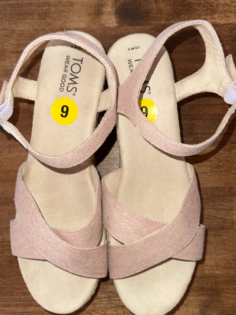 Toms Blush Pink Cork Platform Sandals with Ankle Buckle - Picture 4 of 4